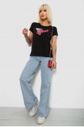 Футболка жіноча з принтом, колір чорний, 244R2234 - фото № 1