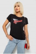 Футболка жіноча з принтом, колір чорний, 244R2234 - фото № 0