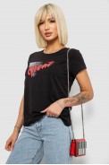 Футболка жіноча з принтом, колір чорний, 244R2234 - фото № 2