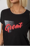 Футболка жіноча з принтом, колір чорний, 244R2234 - фото № 4
