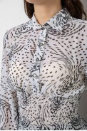 Блуза женская с принтом шифоновая, цвет белый, 230R1502-5 - фото № 4