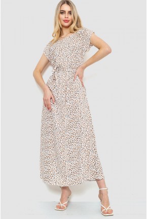 Платье с принтом, цвет молочно-бежевый, 214R055-2