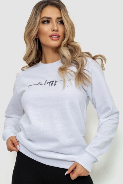 Світшот жіночий з принтом  -уцінка, колір білий, 238R57180-U-10