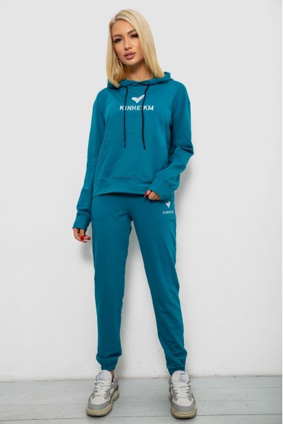 Спортивный костюм женский двухнитка  -уценка, цвет бирюзовый, 214R1419-007-U-3