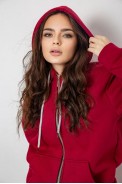Спортивний костюм жіночий на флісі  -уцінка, колір бордовий, 244R1555-U-1 - фото № 4