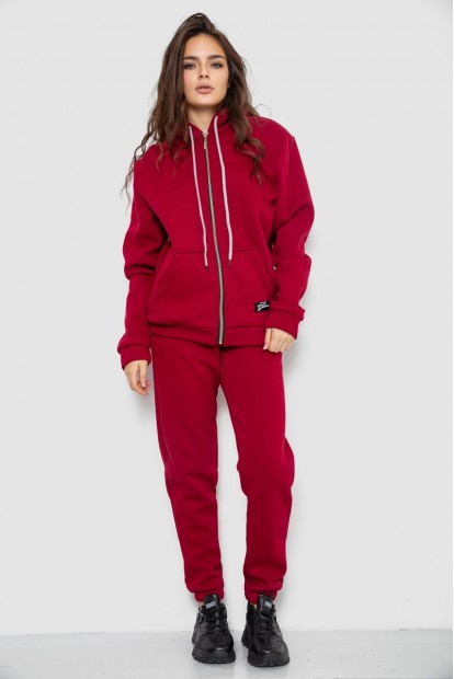 Спортивний костюм жіночий на флісі  -уцінка, колір бордовий, 244R1555-U-1