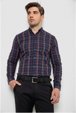 Сорочка чоловіча в клітинку, колір синій, 214R1255