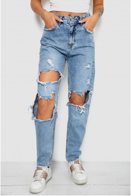Джинсы женские MOM однотонные, цвет синий, 244R4977