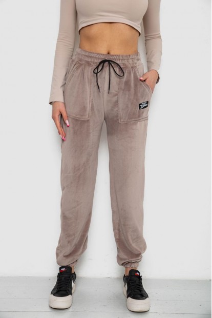 Штани жіночі велюрові  -уцінка, колір мокко, 238R58473-1-U