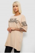 Футболка жіноча з принтом, колір бежевий, 244R2007 - фото № 2