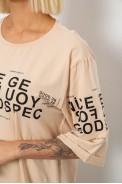 Футболка жіноча з принтом, колір бежевий, 244R2007 - фото № 4