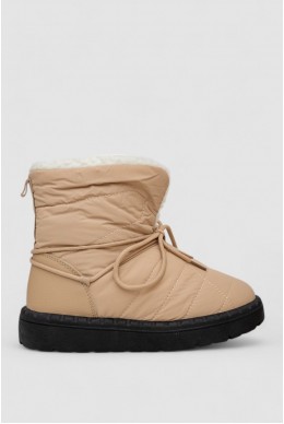 Дутики женские зимние на меху, цвет черно-бежевый, 248RFM07