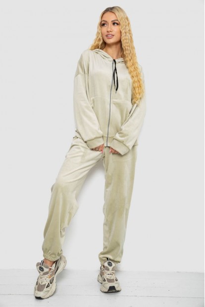 Спортивный костюм женский велюровый  -уценка, цвет светло-оливковый, 238R107-2-U