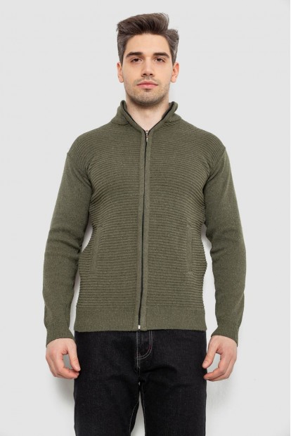 Кофта мужская на молнии с карманами, цвет хаки, 161R1053