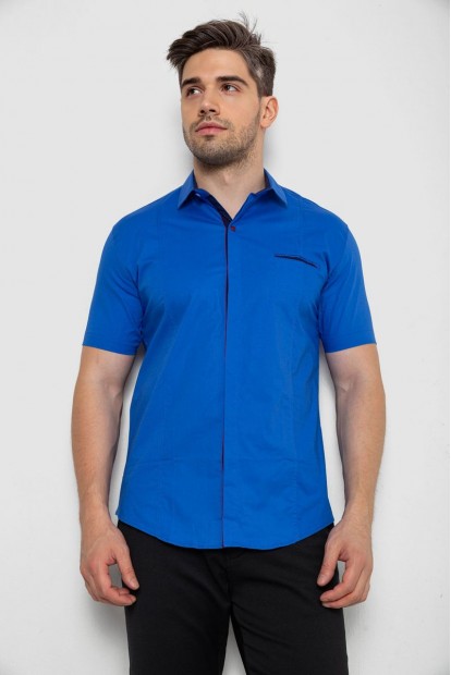 Рубашка мужская однотонная, цвет электрик, 214R7118