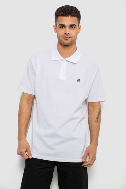 Поло чоловіче однотонне, колір білий, 244R1027