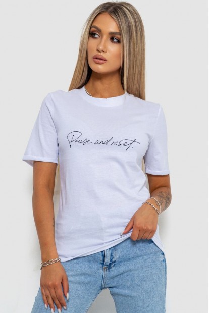 Футболка женская с принтом  -уценка, цвет белый, 238R57395-U-1