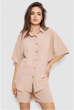 Костюм жіночий однотонний  -уцінка, колір бежевий, 119R0038-U-7
