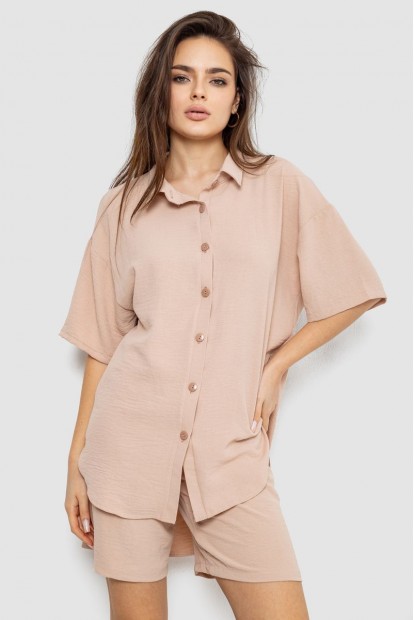 Костюм жіночий однотонний  -уцінка, колір бежевий, 119R0038-U-7