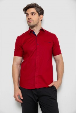 Рубашка мужская однотонная, цвет бордовый, 214R7118