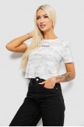Футболка женская в рубчик, цвет молочный, 221R1802 - фото № 2