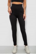 Лосини жіночі однотонні в рубчик на флісі 0, колір чорний, 214R0009-1 - фото № 0