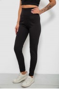 Лосини жіночі однотонні в рубчик на флісі 0, колір чорний, 214R0009-1 - фото № 2