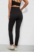 Лосини жіночі однотонні в рубчик на флісі 0, колір чорний, 214R0009-1 - фото № 3