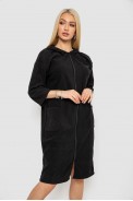 Халат женский на молнии, цвет черный, 238R322 - фото № 2