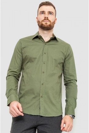 Рубашка мужская однотонная, цвет хаки, 214R7081