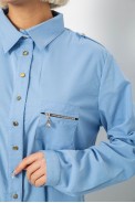 Рубашка женская однотонная, цвет джинс, 230R301 - фото № 4