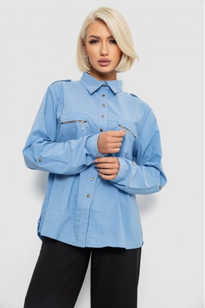 Сорочка жіноча однотонна, колір джинс, 230R301