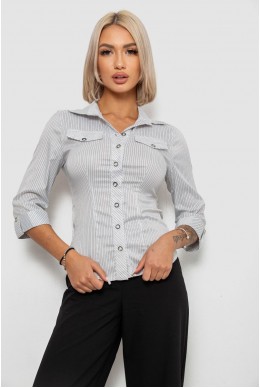 Рубашка классическая в полоску, цвет бело-серый, 230R643-2