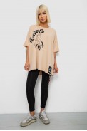 Футболка жіноча з принтом, колір бежевий, 244R5002 - фото № 1