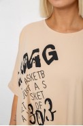 Футболка жіноча з принтом, колір бежевий, 244R5002 - фото № 4