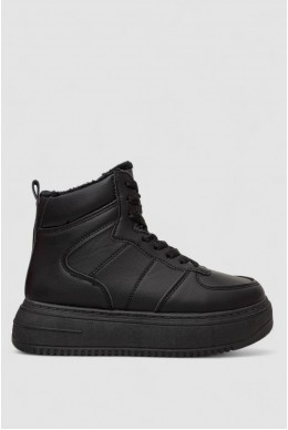 Кеды женские на меху, цвет черный, 248RK07