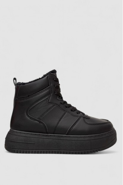 Кеды женские на меху, цвет черный, 248RK07