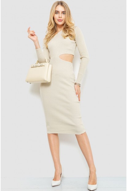 Платье в рубчик  -уценка, цвет светло-бежевый, 204R175-U