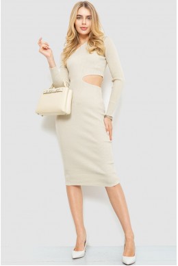 Сукня у рубчик  -уцінка, колір світло-бежевий, 204R175-U-1