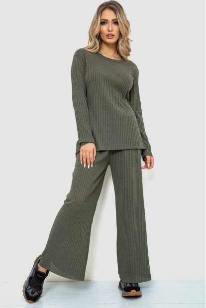 Костюм жіночий в рубчик повсякденний  -уцінка, колір хакі, 238R57415-U-10