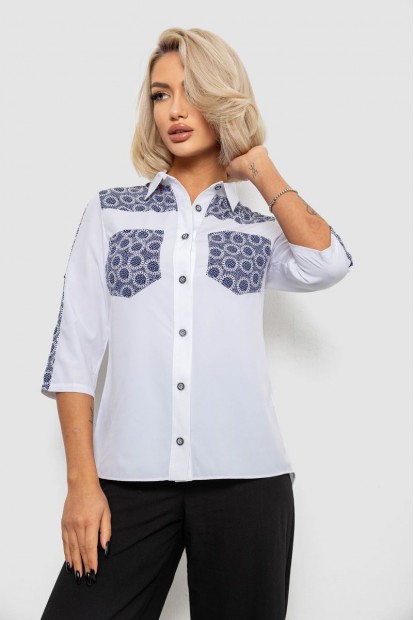 Рубашка классическая с принтом  -уценка, цвет белый, 230R7214-U