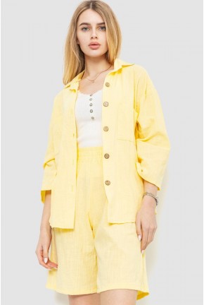 Костюм жіночий вільного крою тканина льон, колір жовтий, 177R024