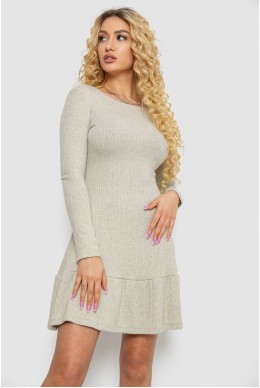 Сукня трикотажна з оборкою  -уцінка, колір сіро-оливковий, 230R0112-U-1