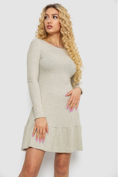 Сукня трикотажна з оборкою  -уцінка, колір сіро-оливковий, 230R0112-U-1