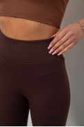 Лосини жіночі однотонні в рубчик, колір шоколадний, 214R0009 оптом - фото № 4