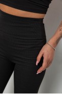 Лосини жіночі однотонні в рубчик, колір чорний, 214R0009 оптом - фото № 4
