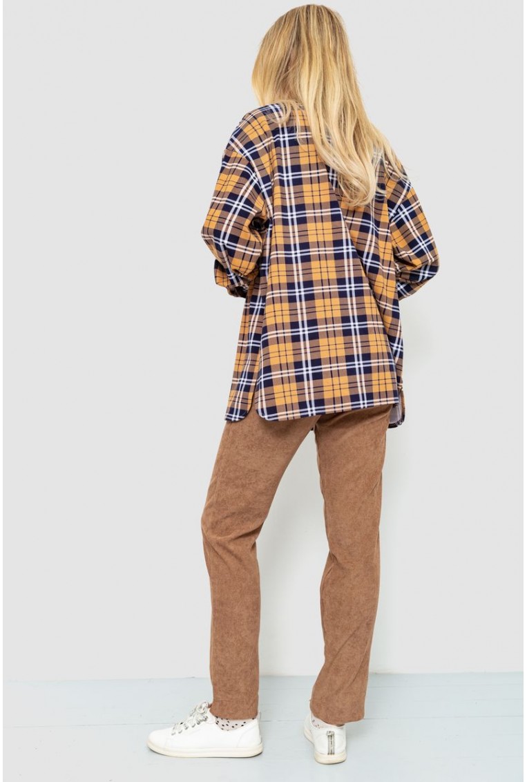 Купити Костюм жіночий сорочка+штани в клітку 230R2002, колір Світло-коричневий - Фото №4