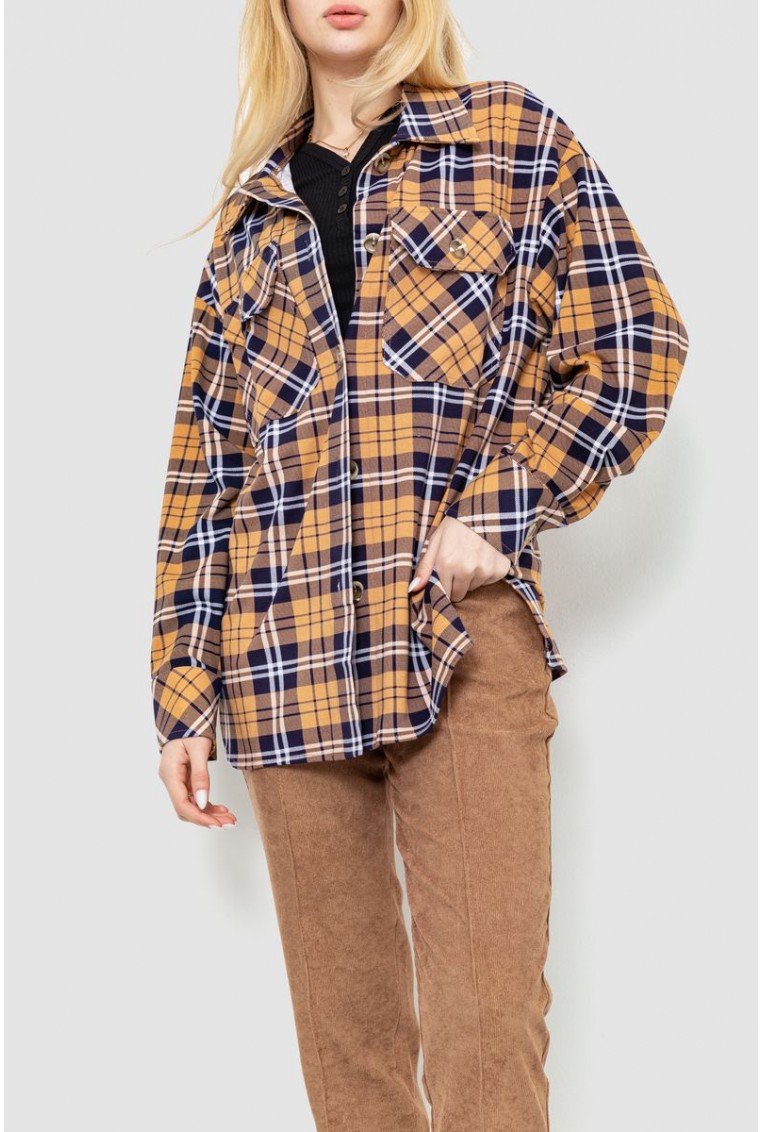 Купити Костюм жіночий сорочка+штани в клітку 230R2002, колір Світло-коричневий - Фото №5
