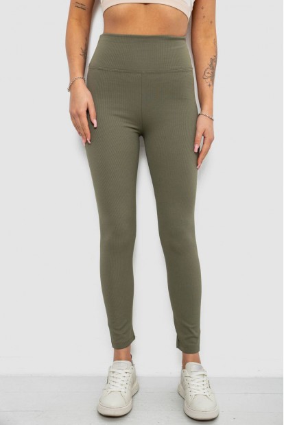 Лосини жіночі однотонні в рубчик, колір хакі, 214R0009