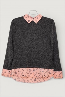 Блуза-обманка  -уцінка, колір сіро-персиковий, 230R542-5-U